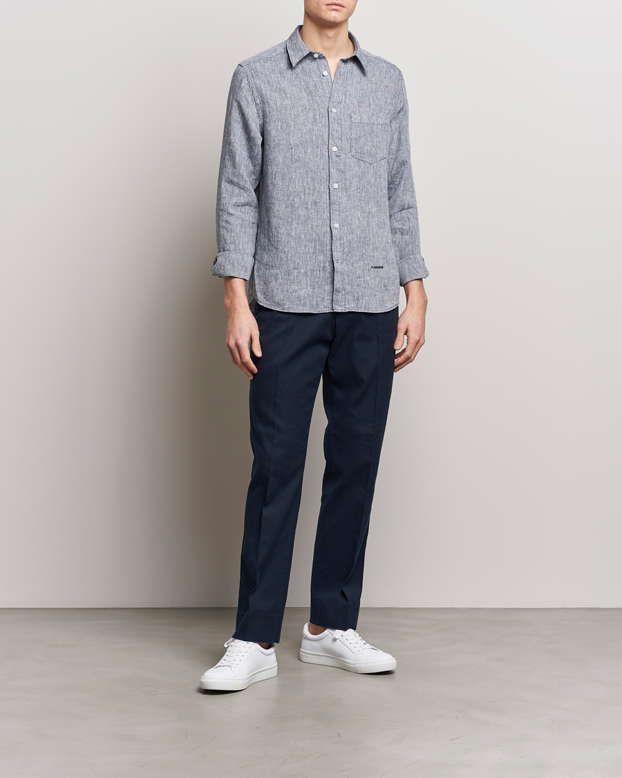 Herr | Byxor | J.Lindeberg | Lois Cotton/Linen Stretch Pants Navy