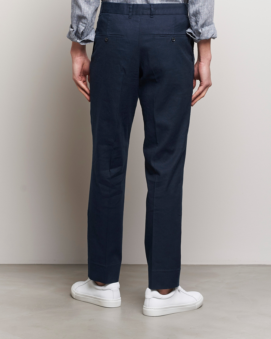 Herr | Byxor | J.Lindeberg | Lois Cotton/Linen Stretch Pants Navy