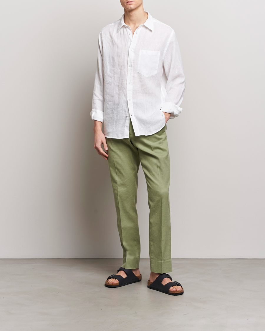 Herr | Byxor | J.Lindeberg | Lois Cotton/Linen Stretch Pants Oil Green