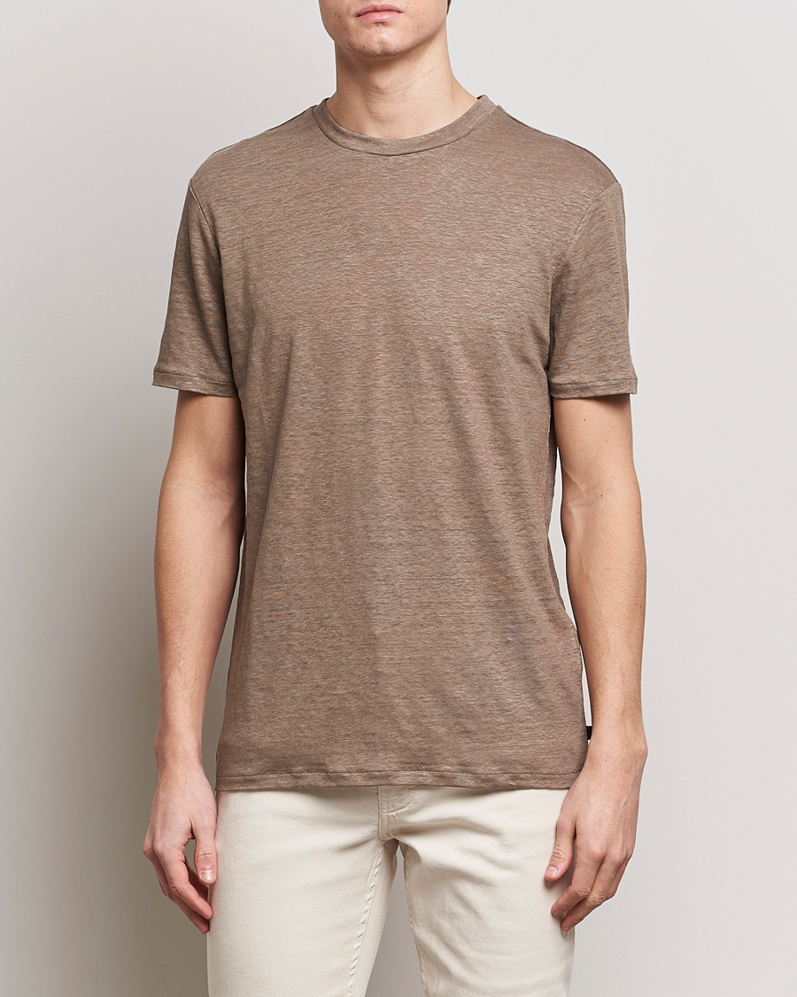 Herr | T-Shirts | J.Lindeberg | Coma Linen T-Shirt Walnut