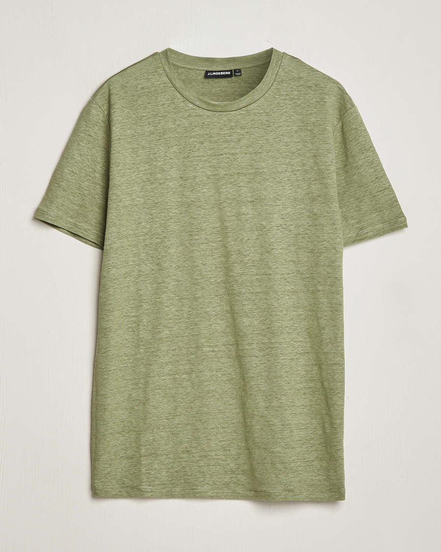 Herr | T-Shirts | J.Lindeberg | Coma Linen T-Shirt Oil Green