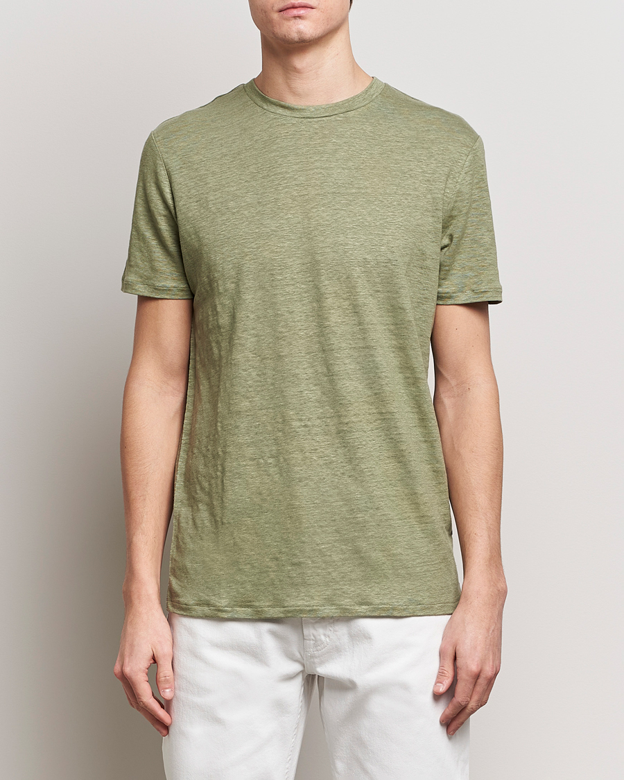 Herr | J.Lindeberg | J.Lindeberg | Coma Linen T-Shirt Oil Green