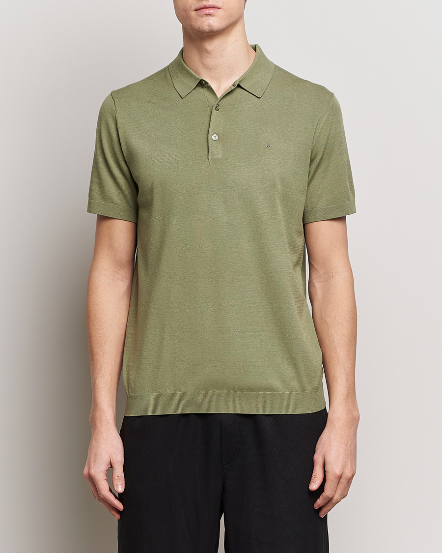 Herr | Kläder | J.Lindeberg | Ridge Rayon Silk Polo Oil Green