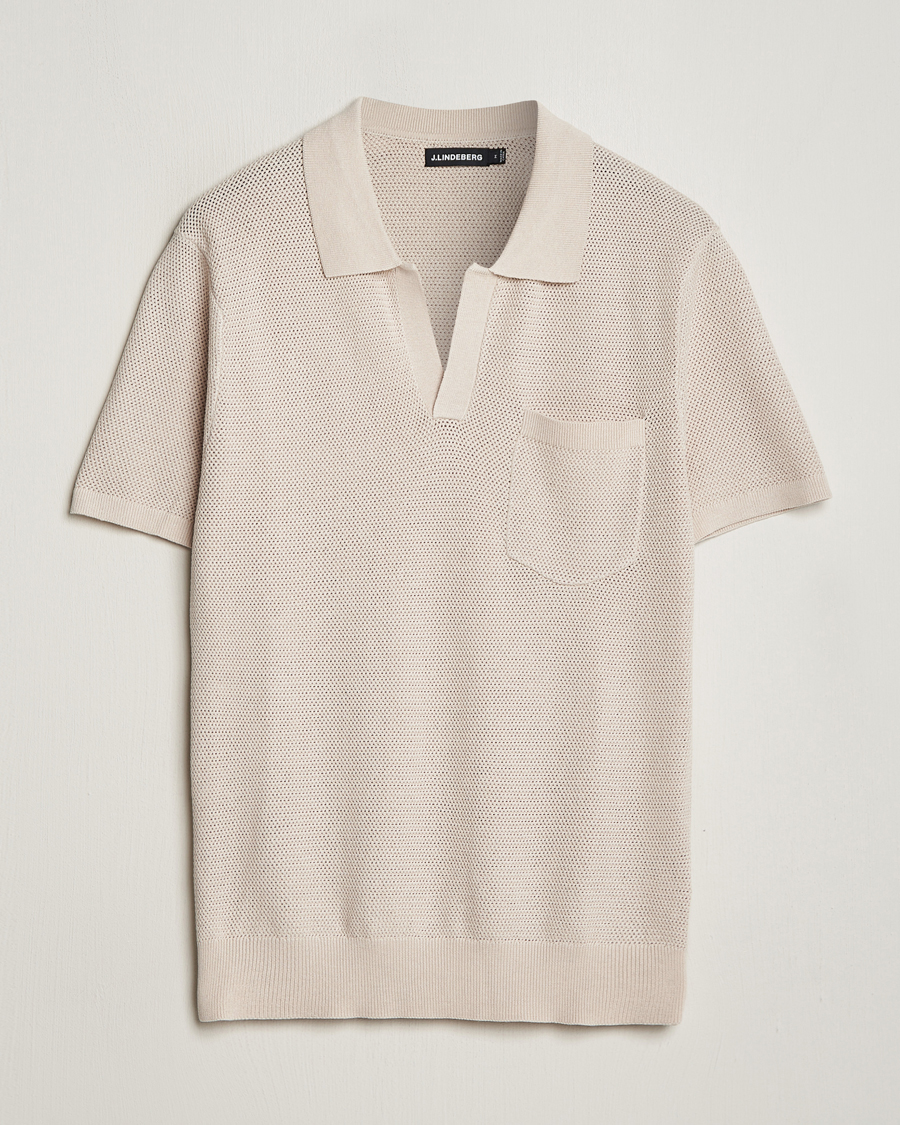 Herr | Pikéer | J.Lindeberg | Ben Open Collar Polo Moonbeam