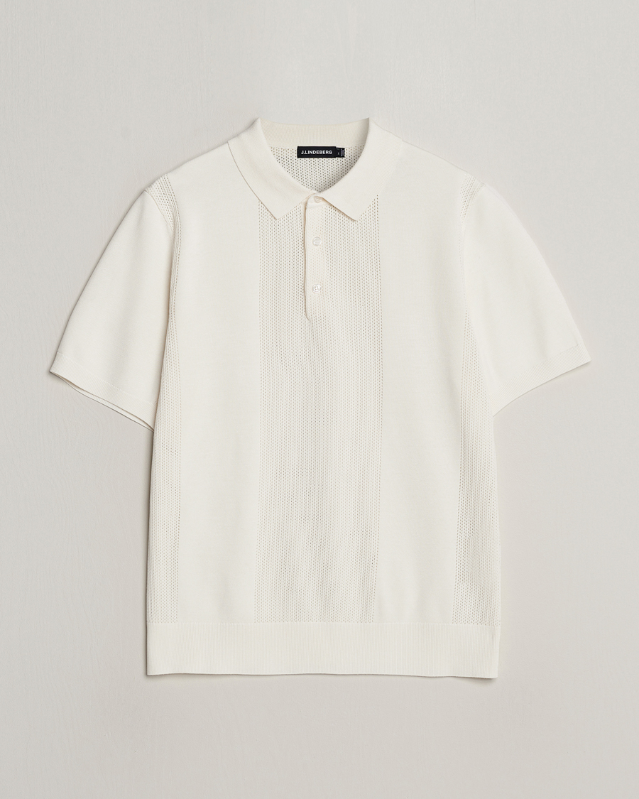 Herr | Pikéer | J.Lindeberg | Reymond Solid Knitted Polo Cloud White