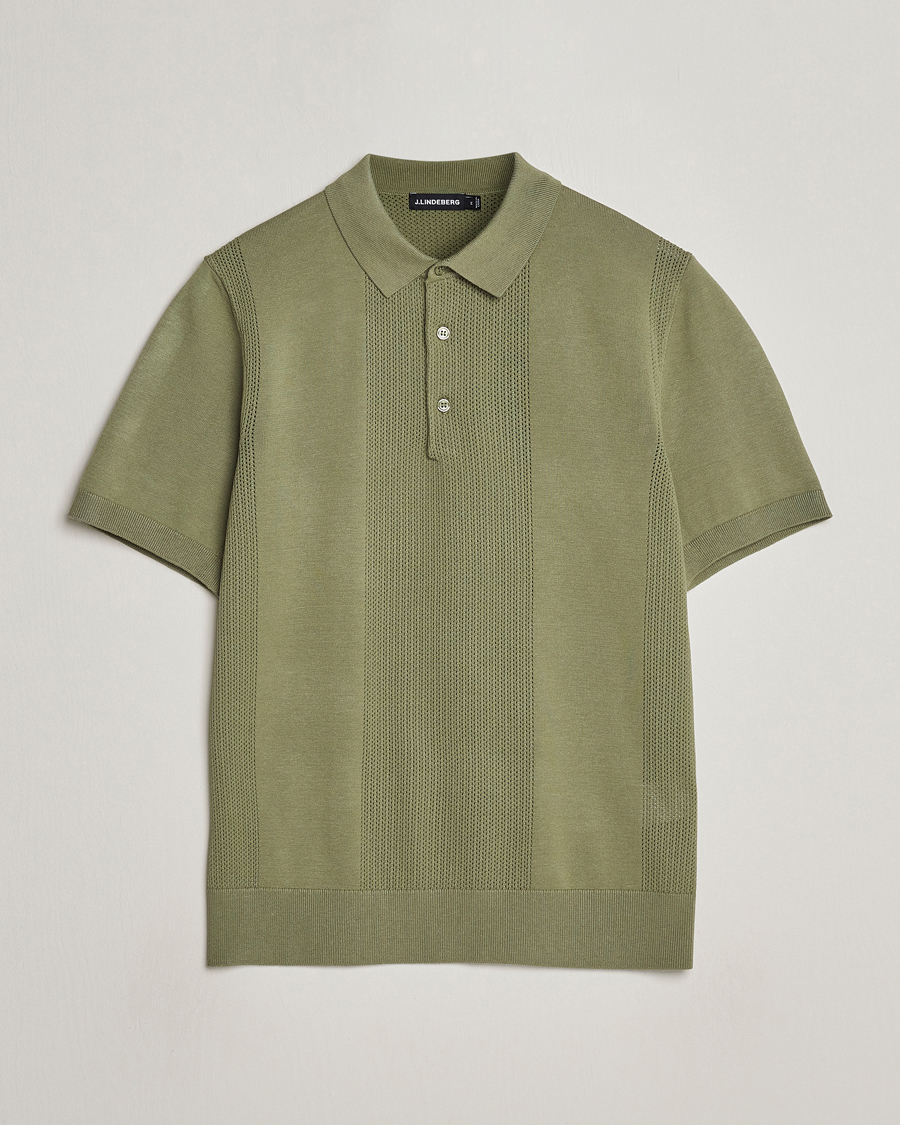 Herr | Pikéer | J.Lindeberg | Reymond Solid Knitted Polo Oil Green