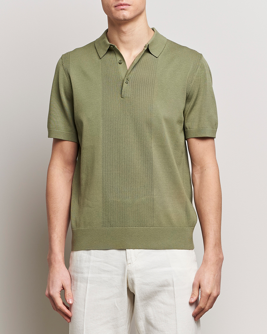 Herr | Kortärmade pikéer | J.Lindeberg | Reymond Solid Knitted Polo Oil Green