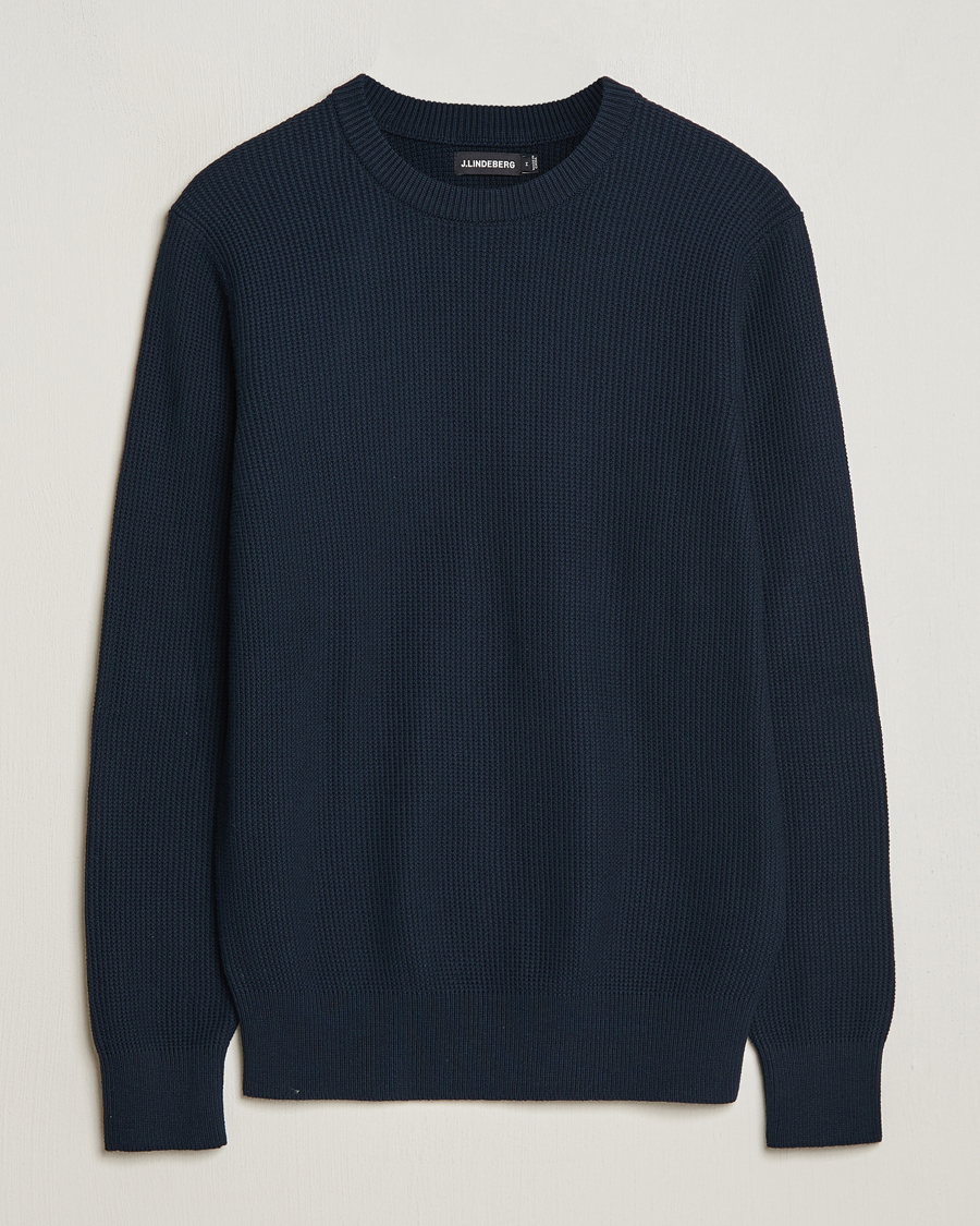 Herr | Tröjor | J.Lindeberg | Arthur Structure Organic Cotton Crew Neck Navy