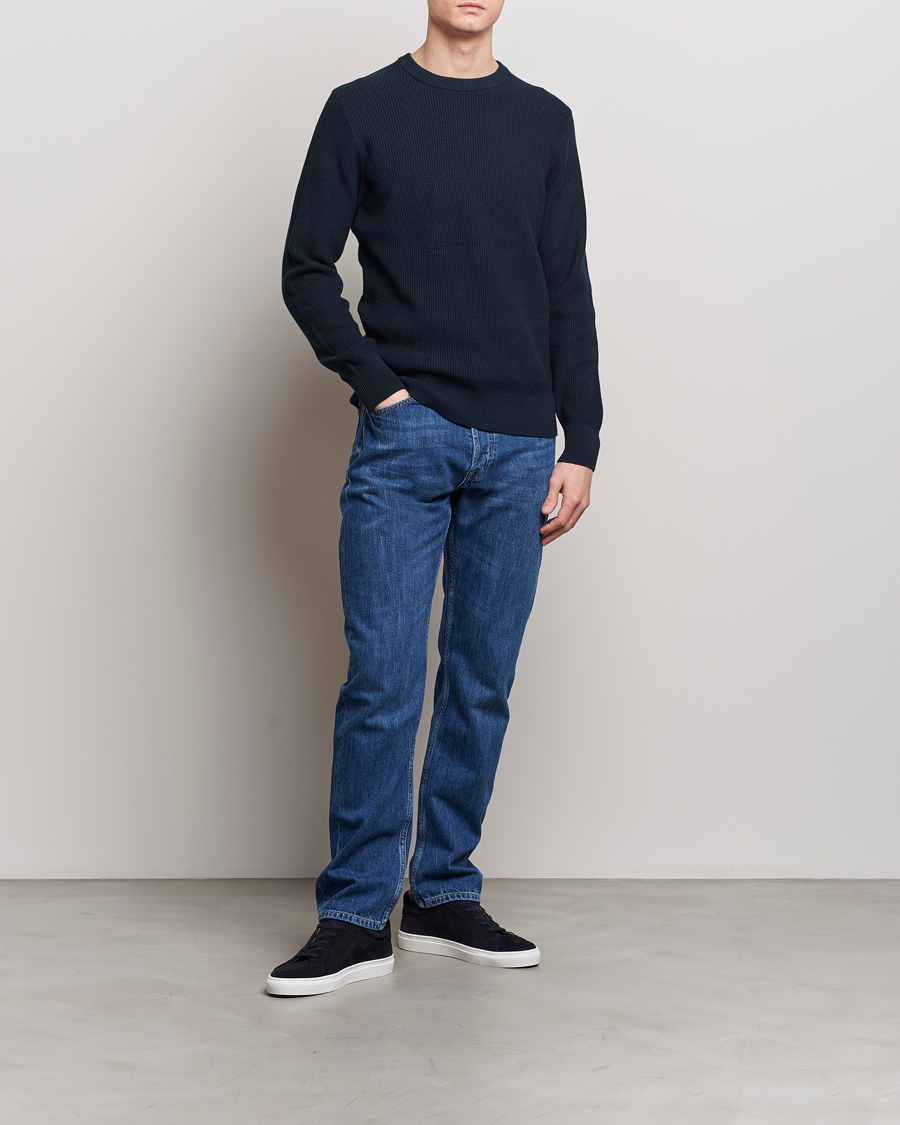 Herr | Tröjor | J.Lindeberg | Arthur Structure Organic Cotton Crew Neck Navy