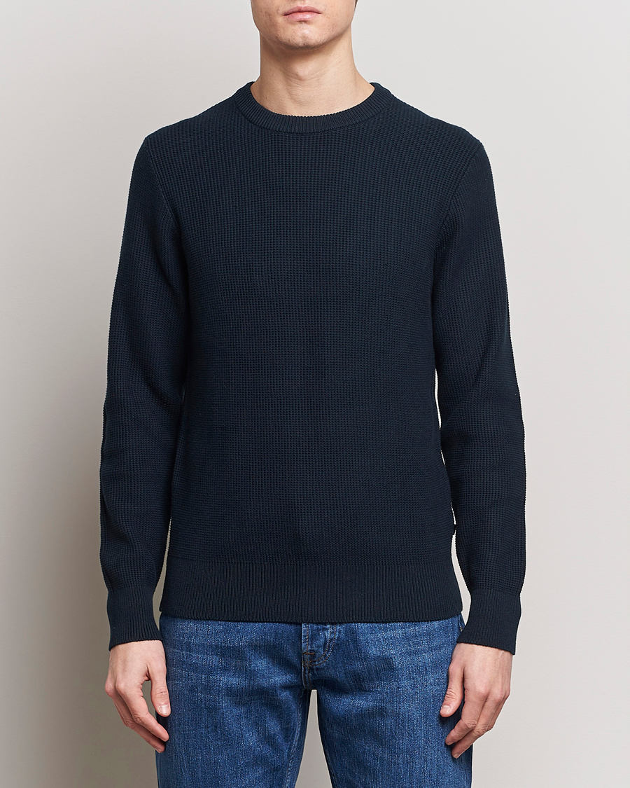 Herr | J.Lindeberg | J.Lindeberg | Arthur Structure Organic Cotton Crew Neck Navy