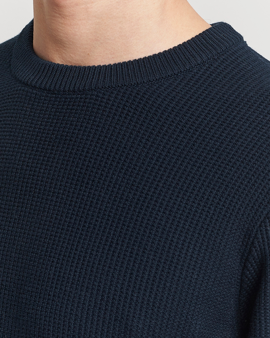 Herr | Tröjor | J.Lindeberg | Arthur Structure Organic Cotton Crew Neck Navy