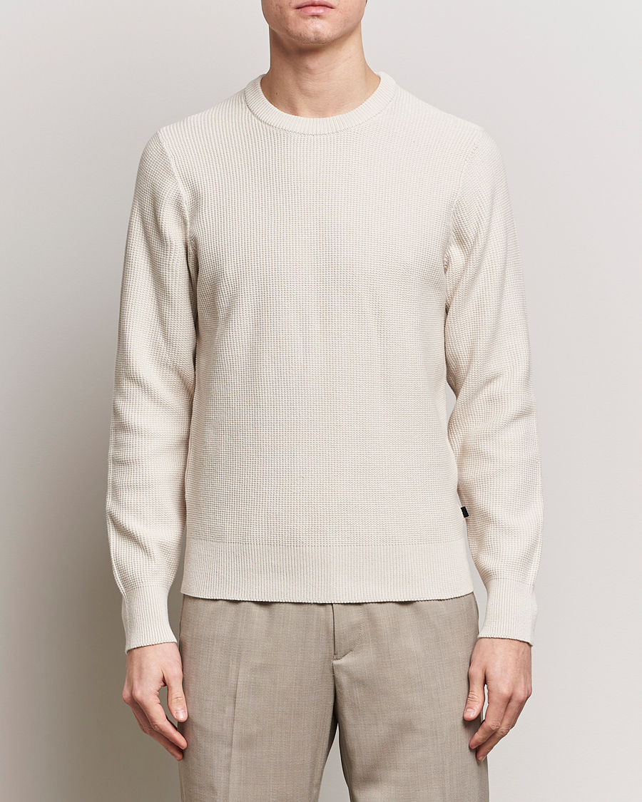 Herr | J.Lindeberg | J.Lindeberg | Arthur Structure Organic Cotton Crew Neck Moonbeam