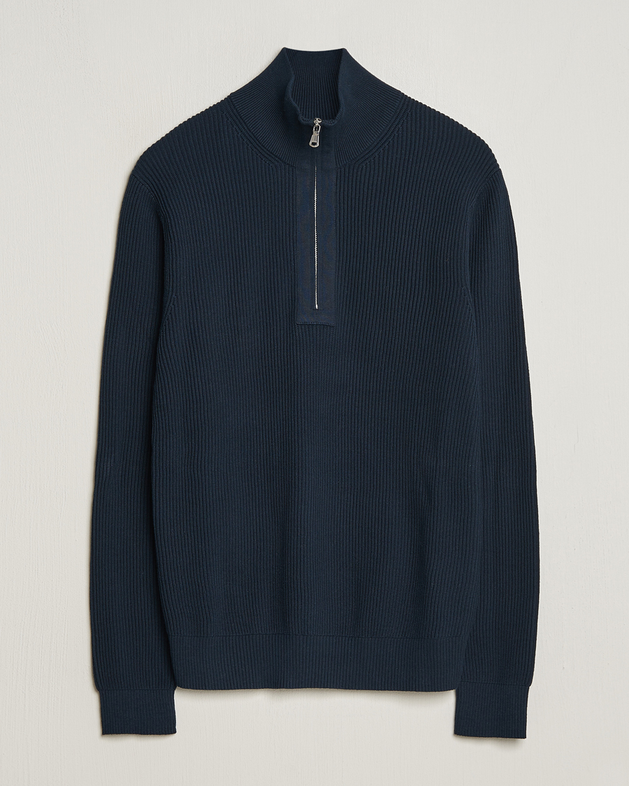 Herr | Tröjor | J.Lindeberg | Alex Half Zip Organic Cotton Sweater Navy
