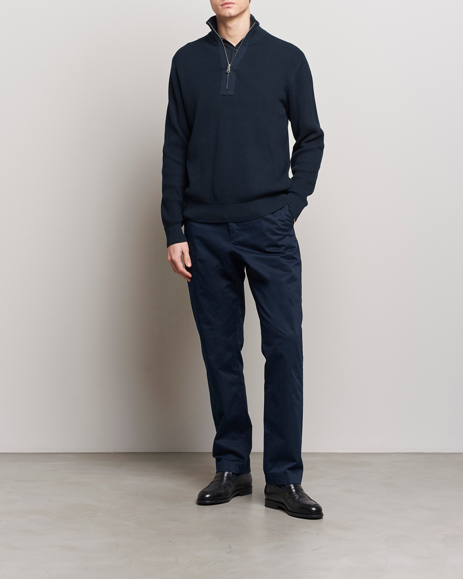 Herr | Tröjor | J.Lindeberg | Alex Half Zip Organic Cotton Sweater Navy