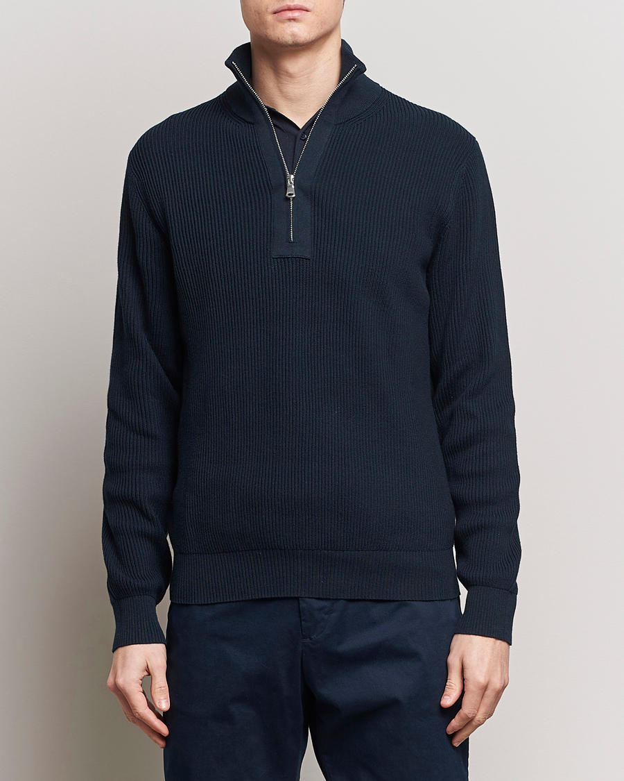 Herr | Business & Beyond | J.Lindeberg | Alex Half Zip Organic Cotton Sweater Navy