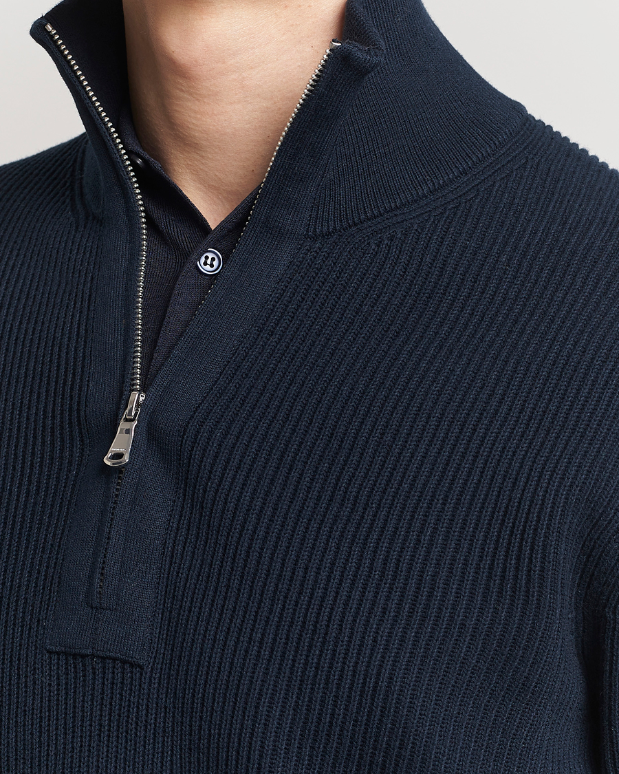 Herr | Tröjor | J.Lindeberg | Alex Half Zip Organic Cotton Sweater Navy