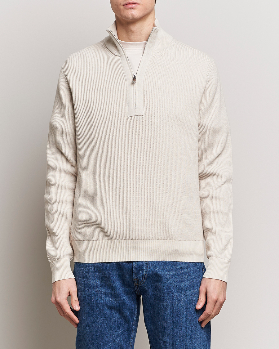 Herr | Half-zip | J.Lindeberg | Alex Half Zip Organic Cotton Sweater Moonbeam
