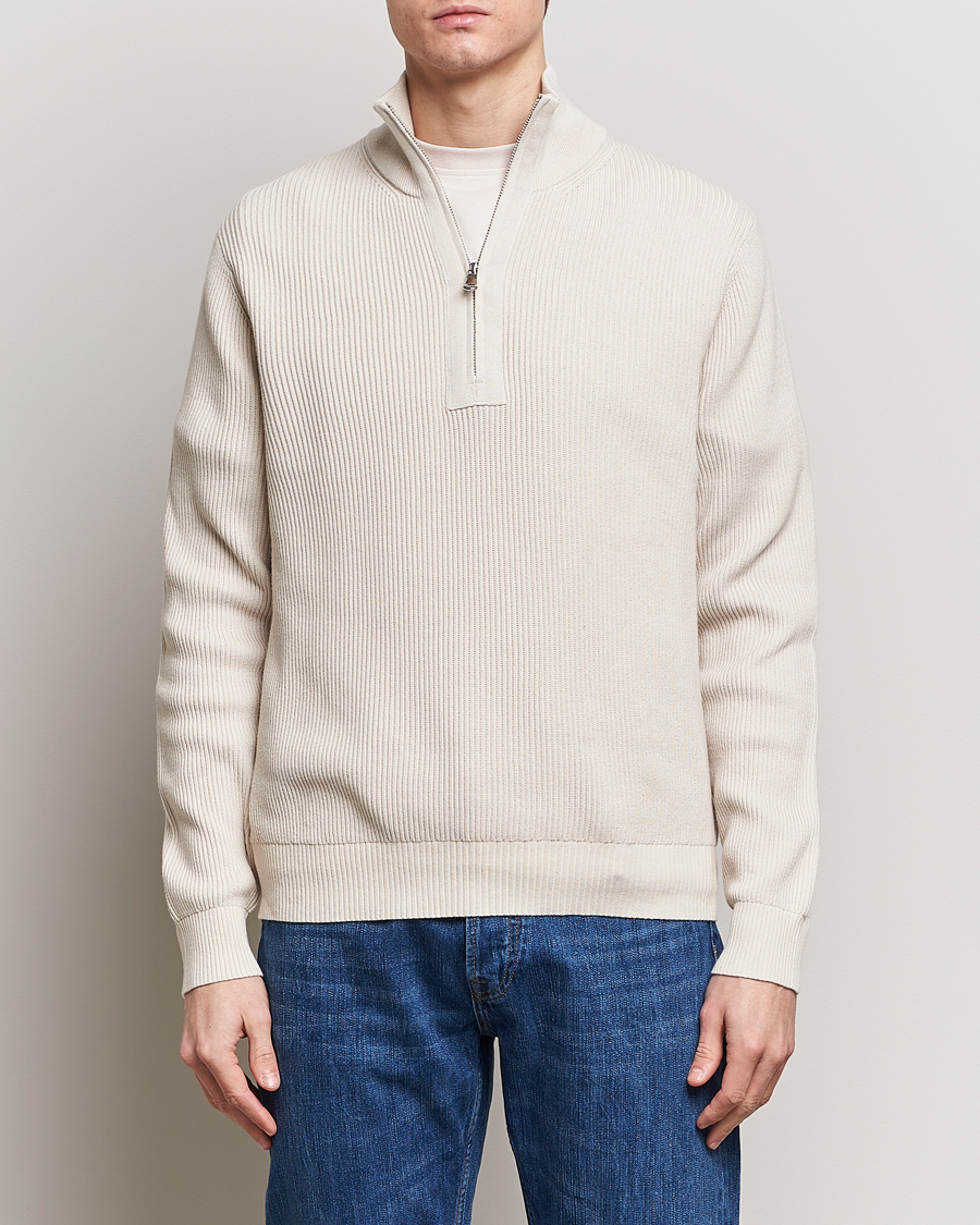 Herre |  | J.Lindeberg | Alex Half Zip Organic Cotton Sweater Moonbeam