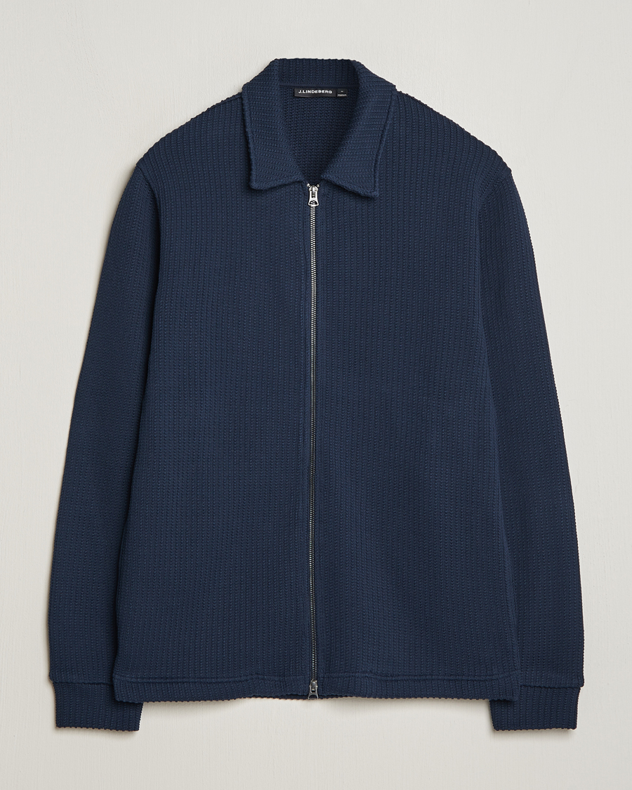Herr | Tröjor | J.Lindeberg | Lansa Jersey Zip Jacket Navy