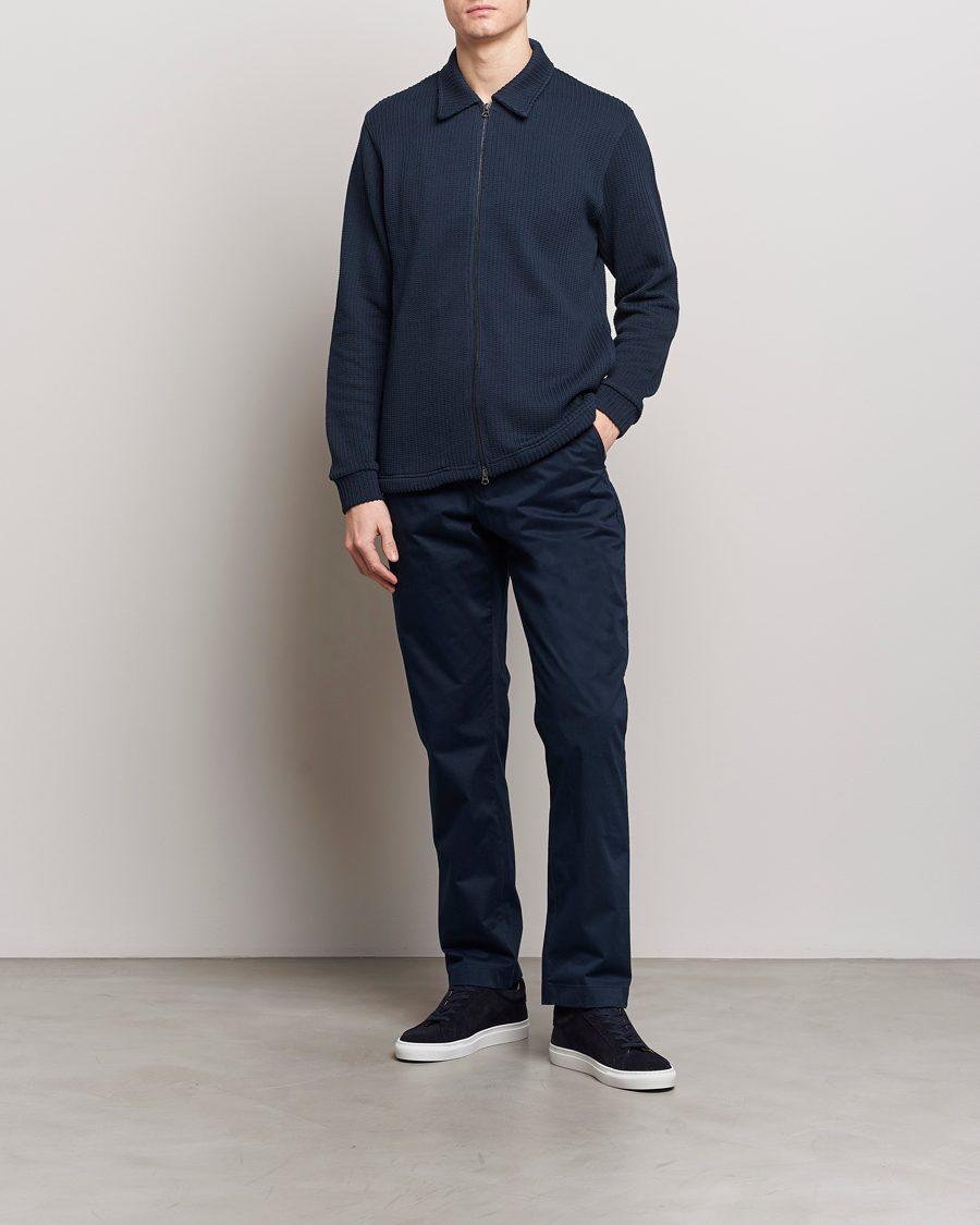 Herr | Tröjor | J.Lindeberg | Lansa Jersey Zip Jacket Navy