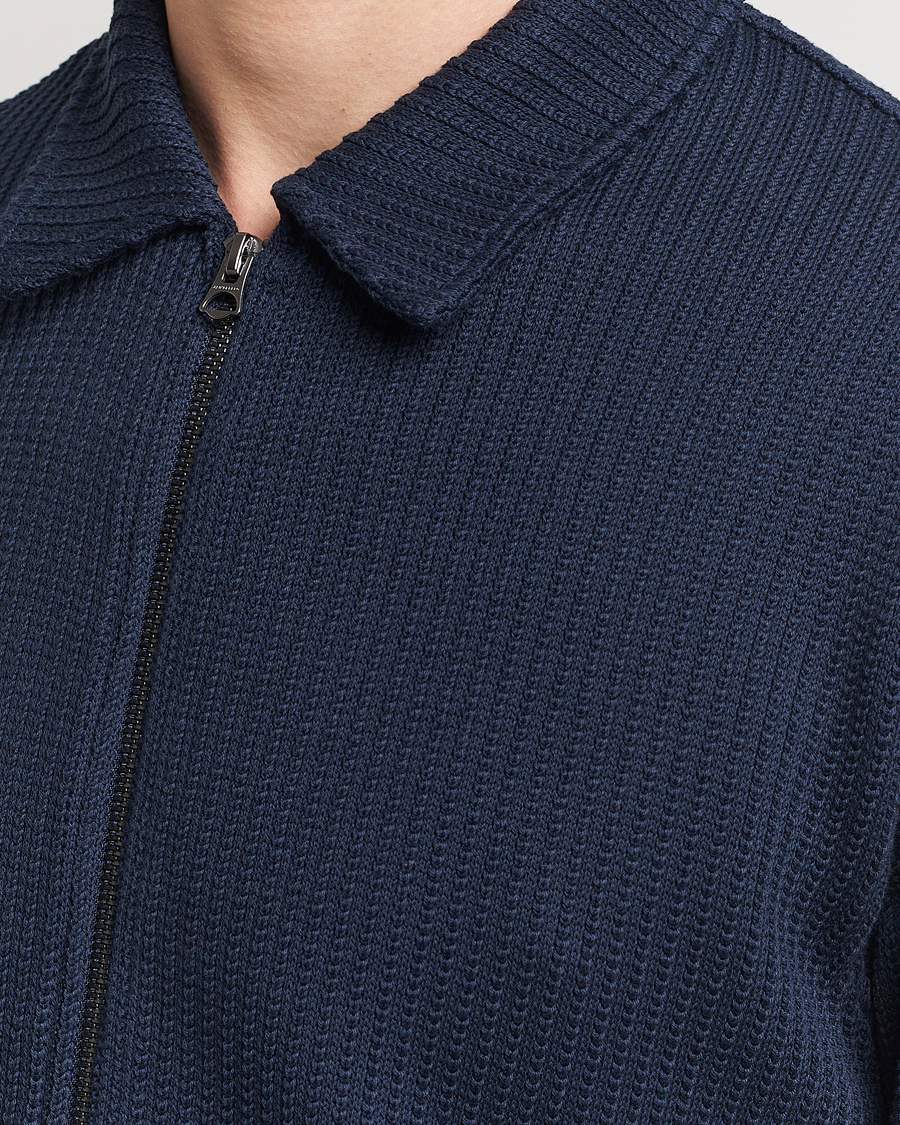 Herr | Tröjor | J.Lindeberg | Lansa Jersey Zip Jacket Navy