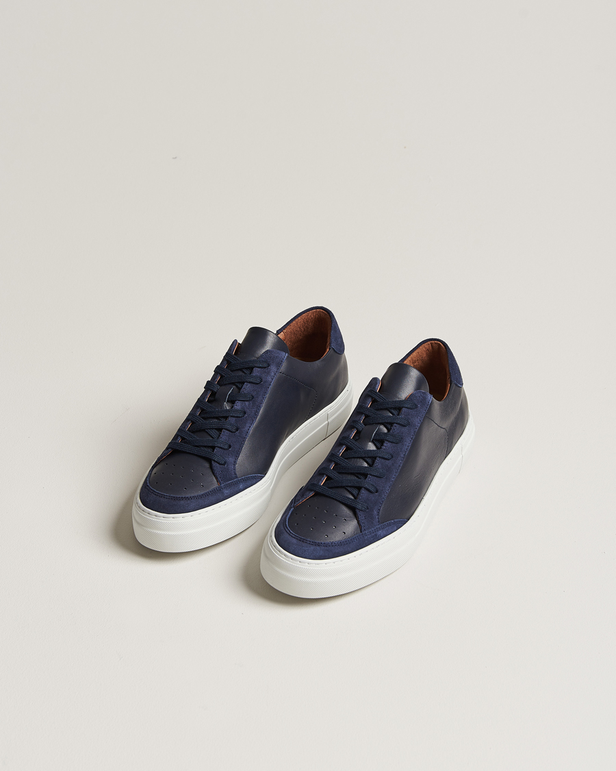 Herr | J.Lindeberg | J.Lindeberg | Art Signature Leather Sneaker Navy