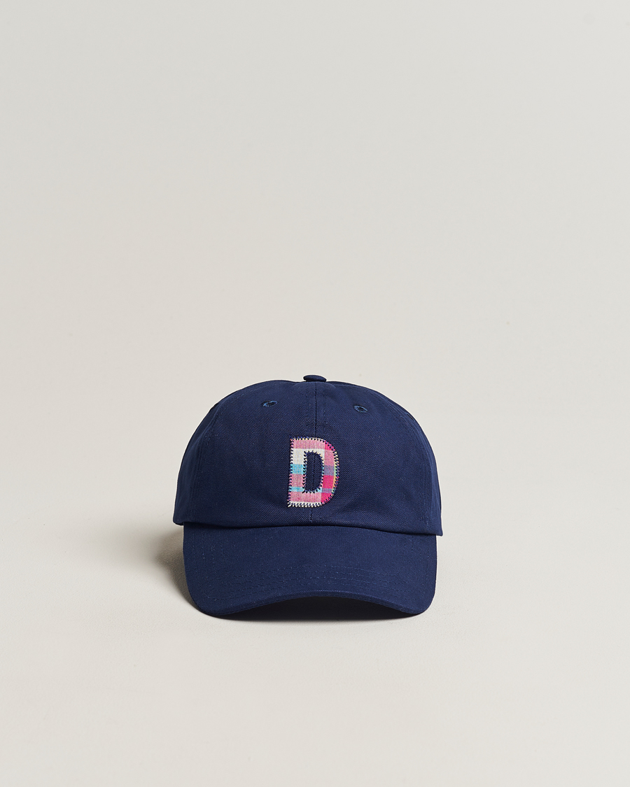 Herr | Drake's Madras D Aplique Baseball Cap Navy | Drake's | Madras D Aplique Baseball Cap Navy