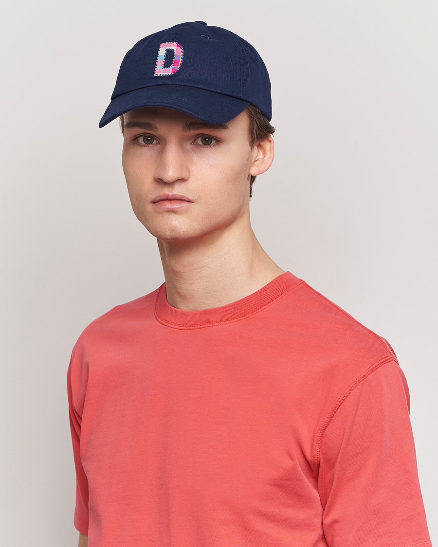 Herr | Drake's Madras D Aplique Baseball Cap Navy | Drake's | Madras D Aplique Baseball Cap Navy