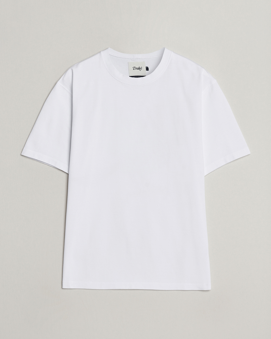 Herr | T-Shirts | Drake's | Bird Graphic Print Hiking T-Shirt White