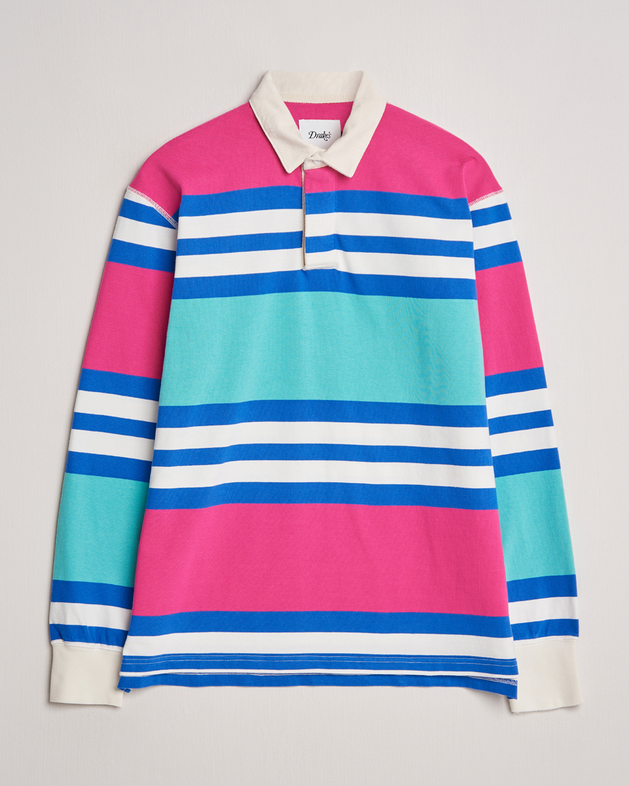 Herr | Tröjor | Drake's | Long Sleeve Stripe Rugby Shirt Multi