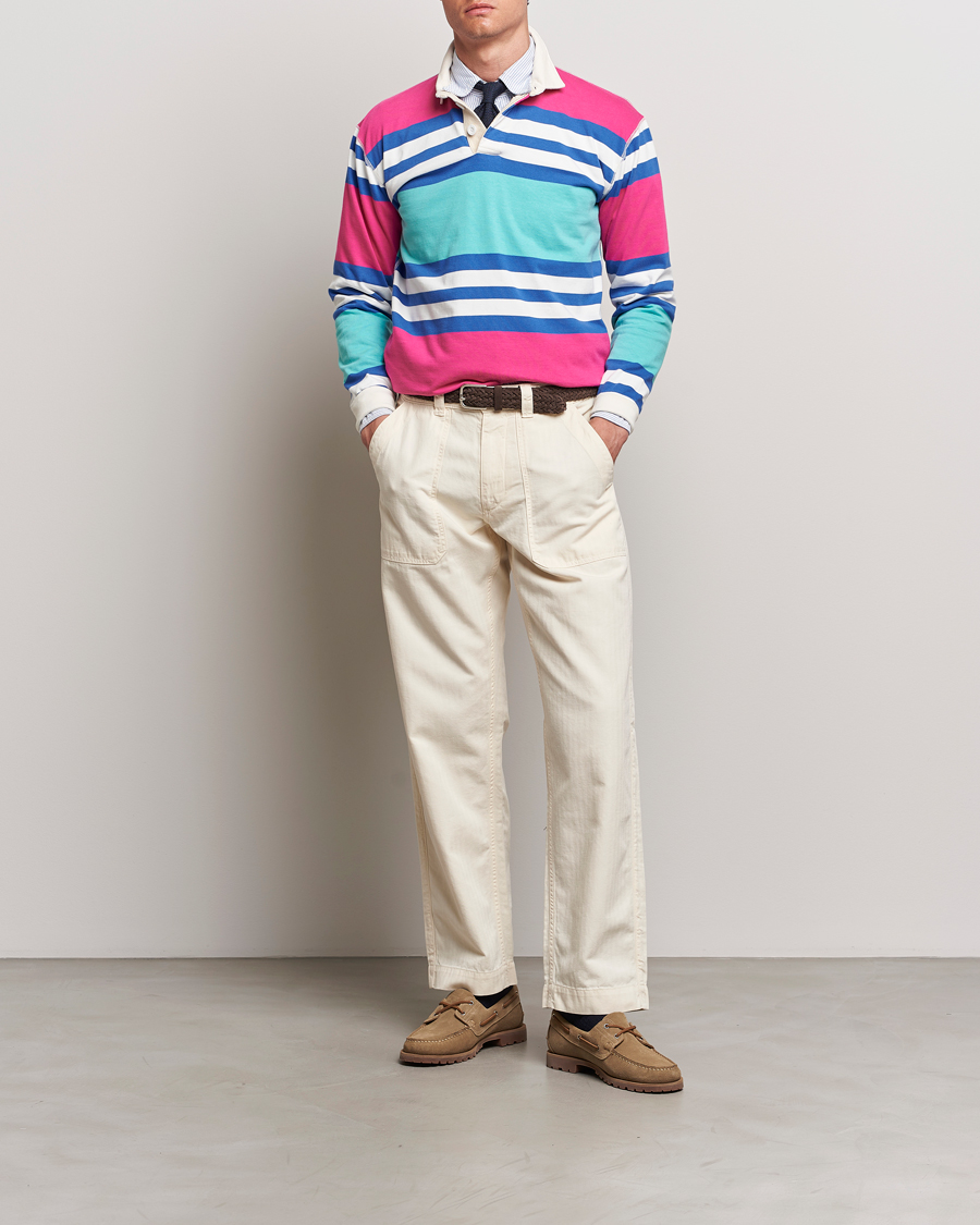 Herr | Tröjor | Drake's | Long Sleeve Stripe Rugby Shirt Multi