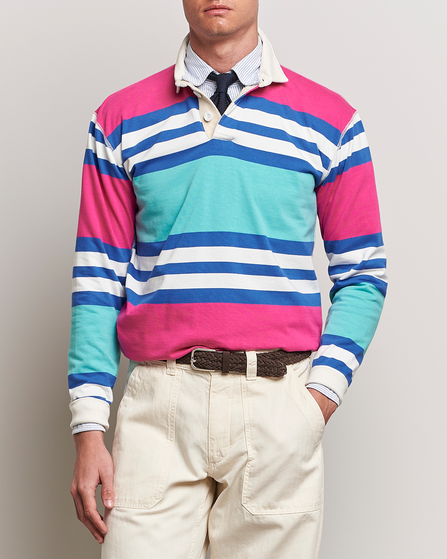 Herr | Tröjor | Drake's | Long Sleeve Stripe Rugby Shirt Multi