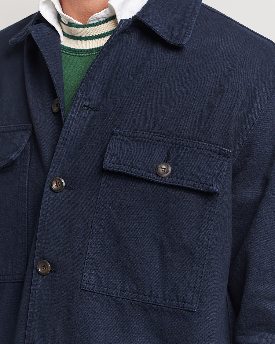 Herr | Skjortor | Drake's | Cotton Field Shirt Navy