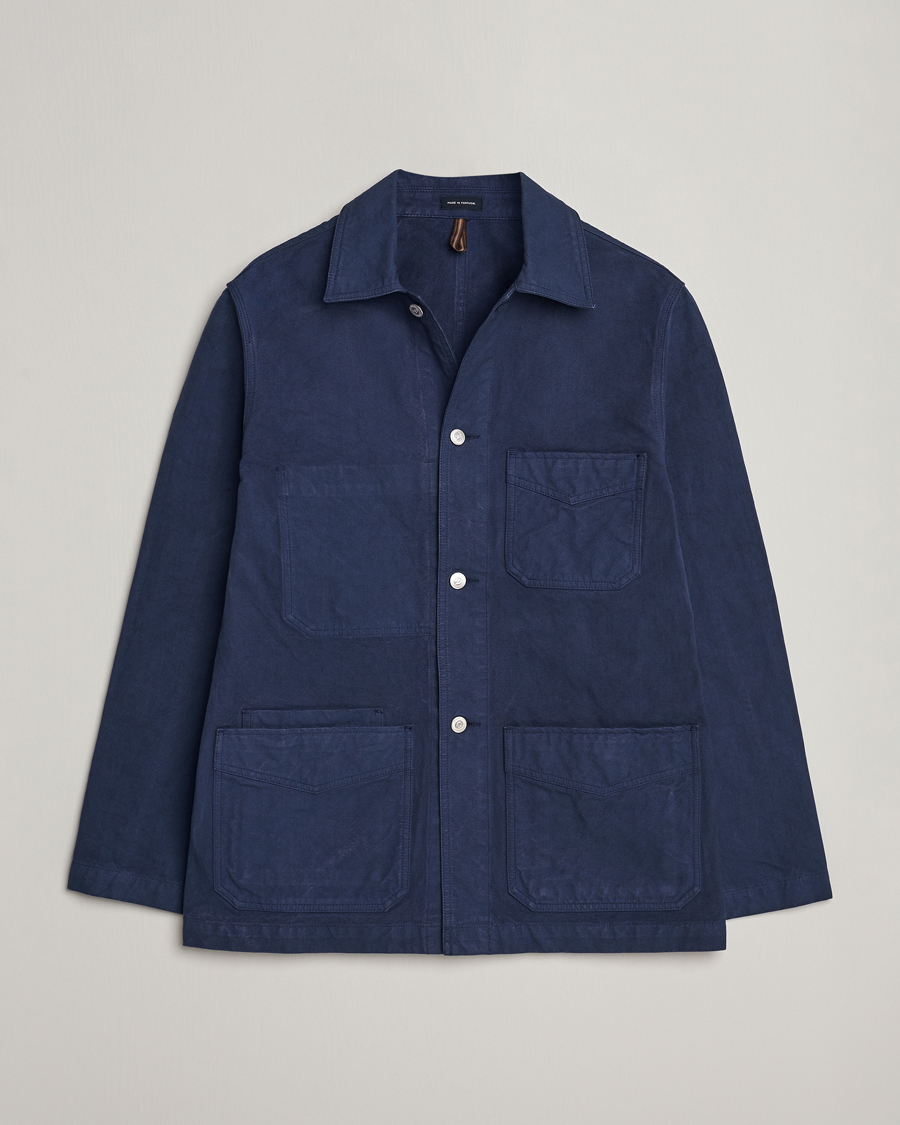Herr | Jackor | Drake's | Duck Cotton Canvas Shore Jacket Navy