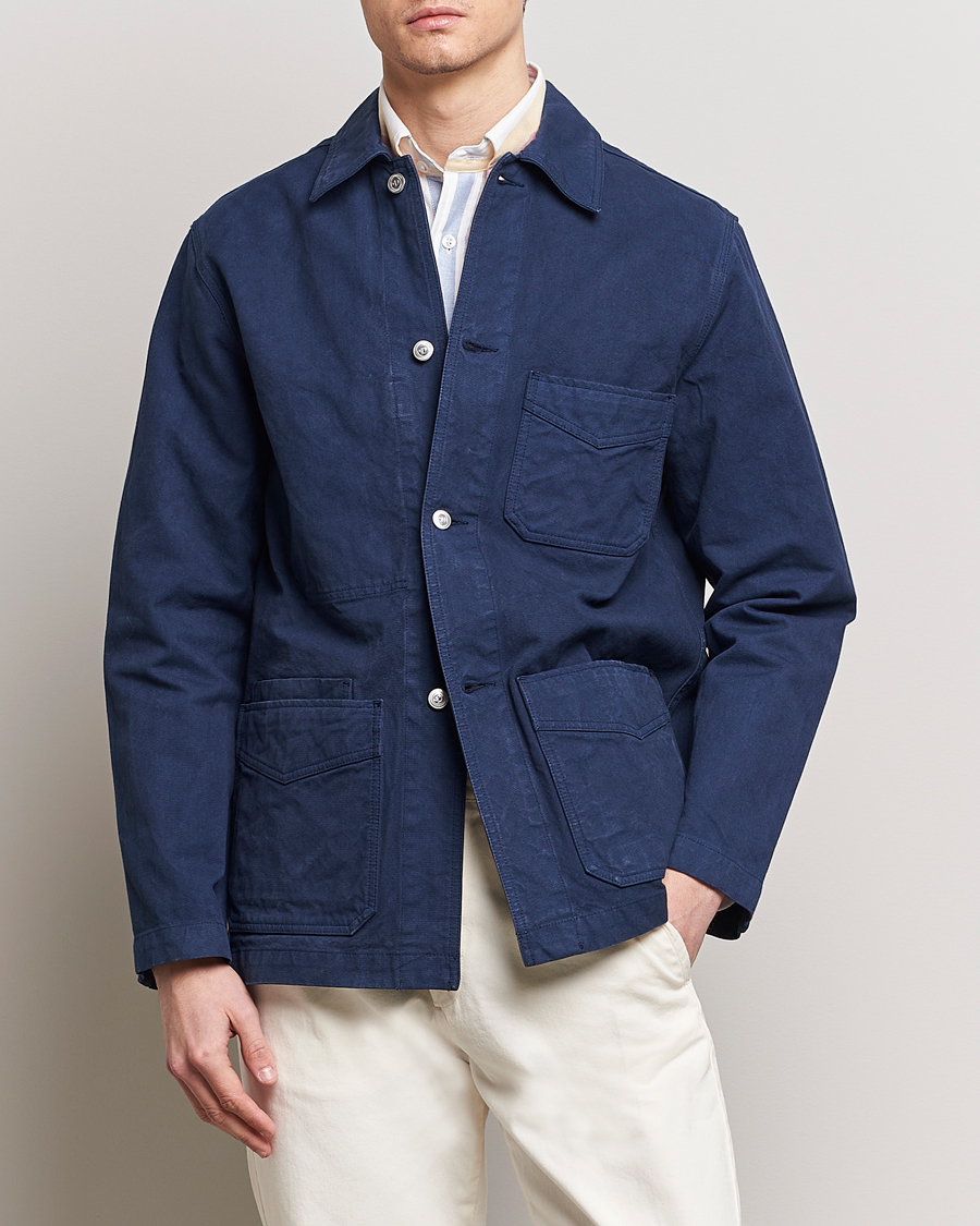 Herr | Jackor | Drake's | Duck Cotton Canvas Shore Jacket Navy