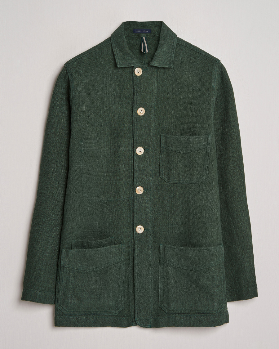 Herr | Jackor | Drake's | Heavy Linen Chore Jacket Green