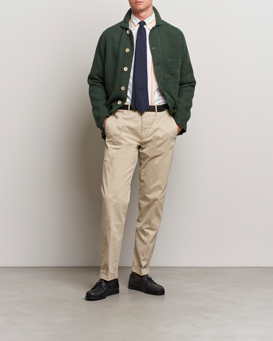 Herr | Jackor | Drake's | Heavy Linen Chore Jacket Green