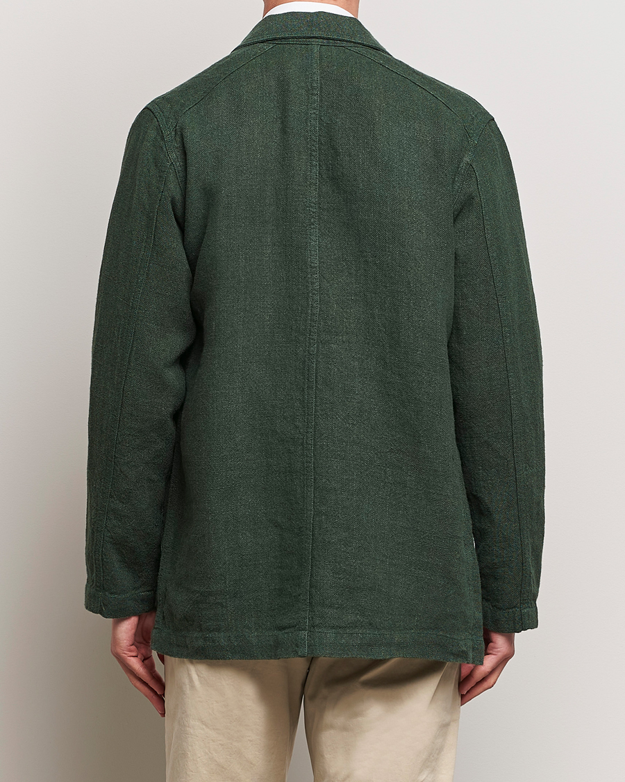 Herr | Jackor | Drake's | Heavy Linen Chore Jacket Green