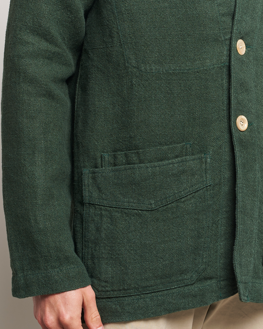 Herr | Jackor | Drake's | Heavy Linen Chore Jacket Green