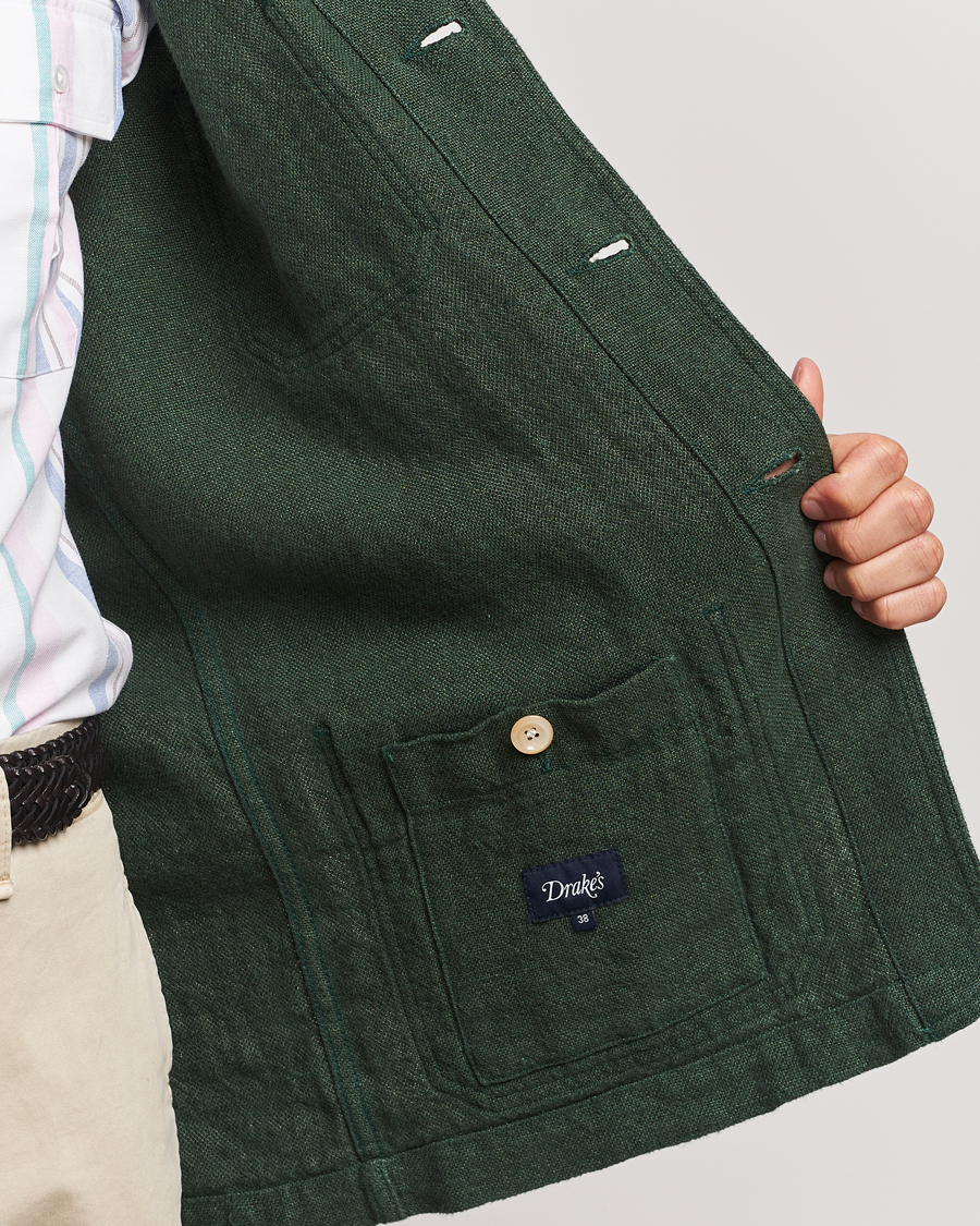 Herr | Jackor | Drake's | Heavy Linen Chore Jacket Green