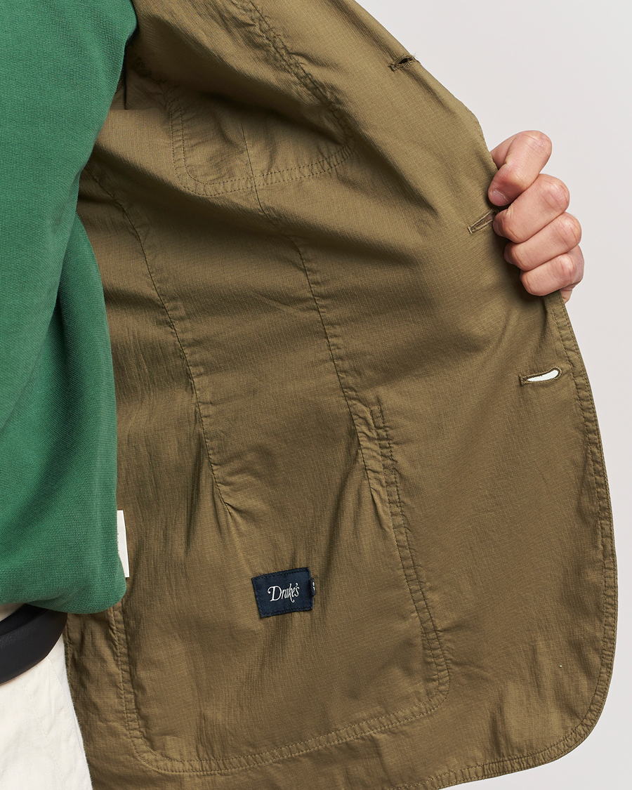 Herr | Kavajer | Drake's | MKVIII Lightweight Double Games Blazer Olive