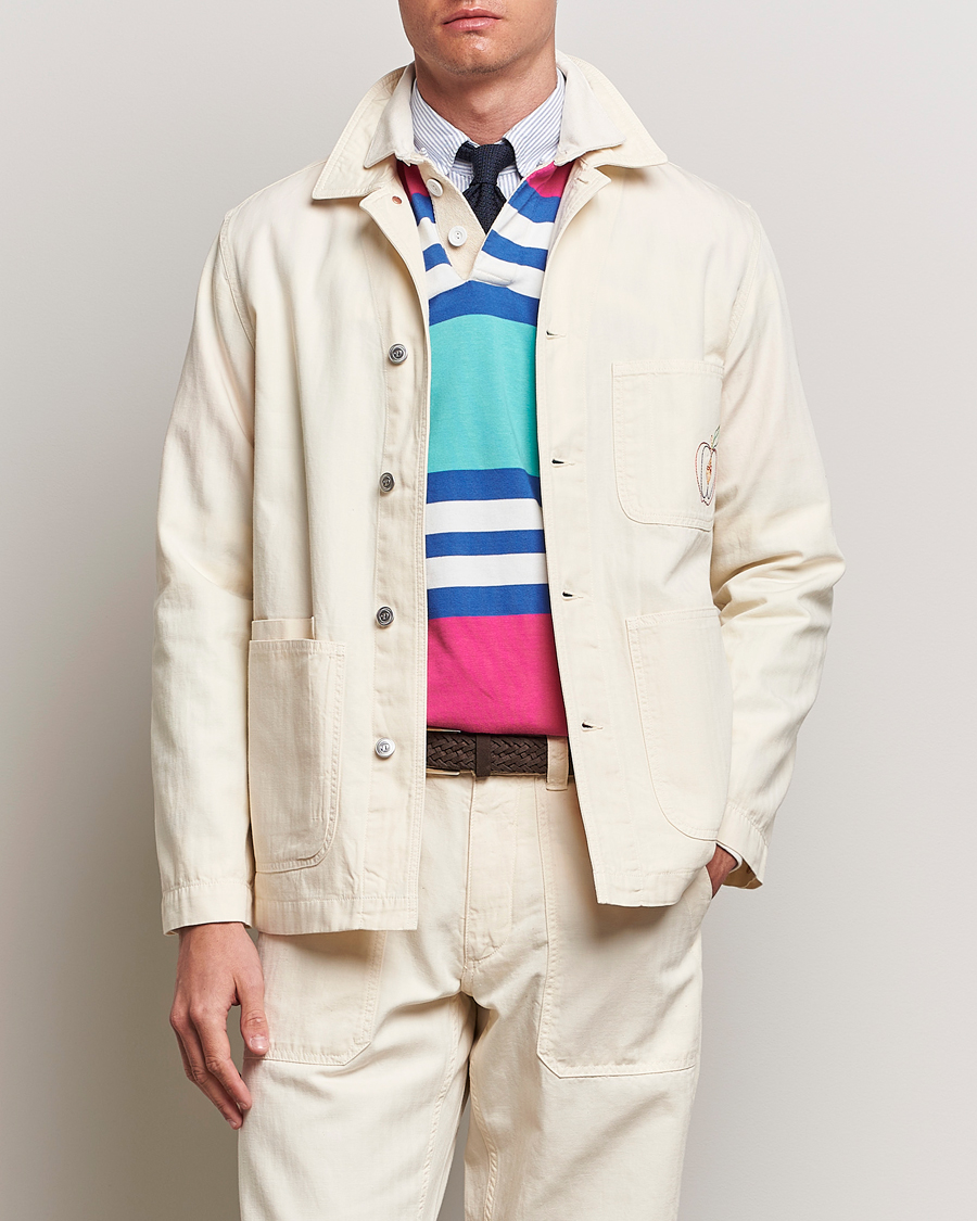 Herr | Skjortor | Drake's | Herringbone Fatigue Cotton Jacket Ecru