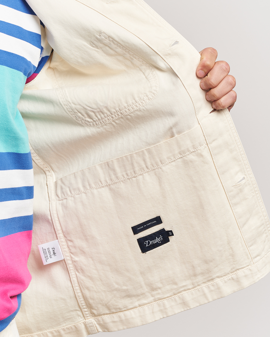 Herr | Skjortor | Drake's | Herringbone Fatigue Cotton Jacket Ecru