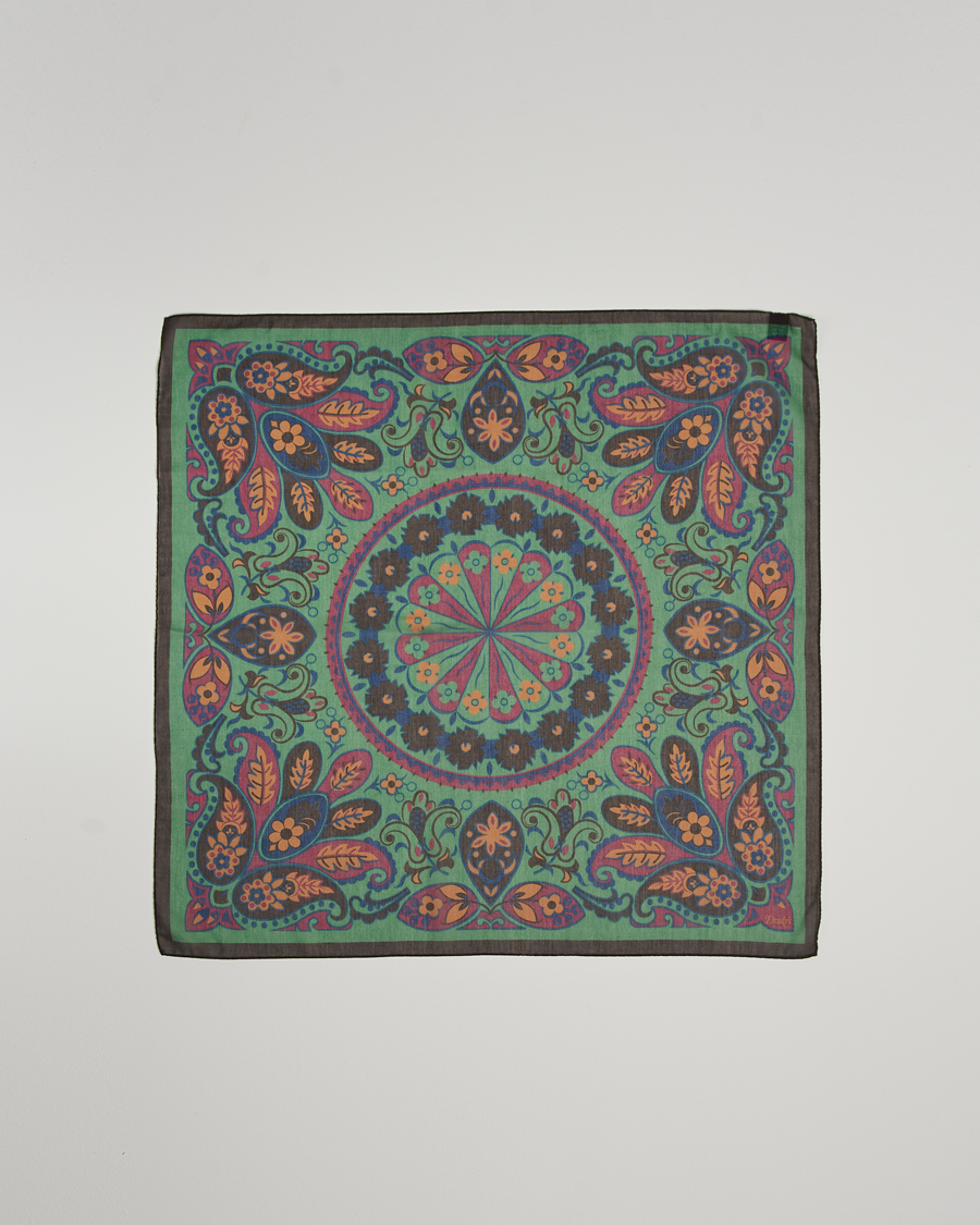 Herr | Drake's Folk Flower Bandana Green | Drake's | Folk Flower Bandana Green