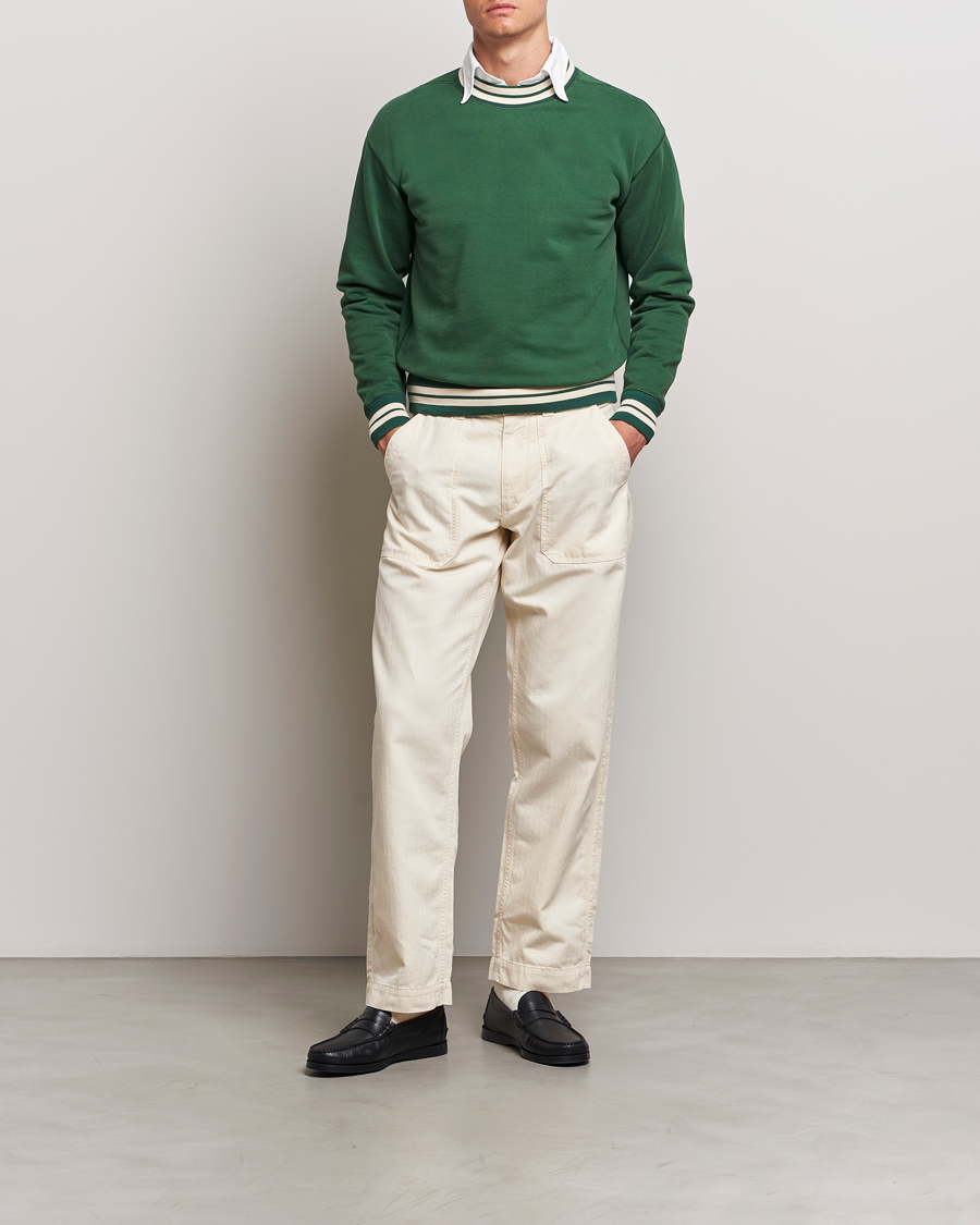 Herr | Tröjor | Drake's | Striped Rib Sweatshirt Green