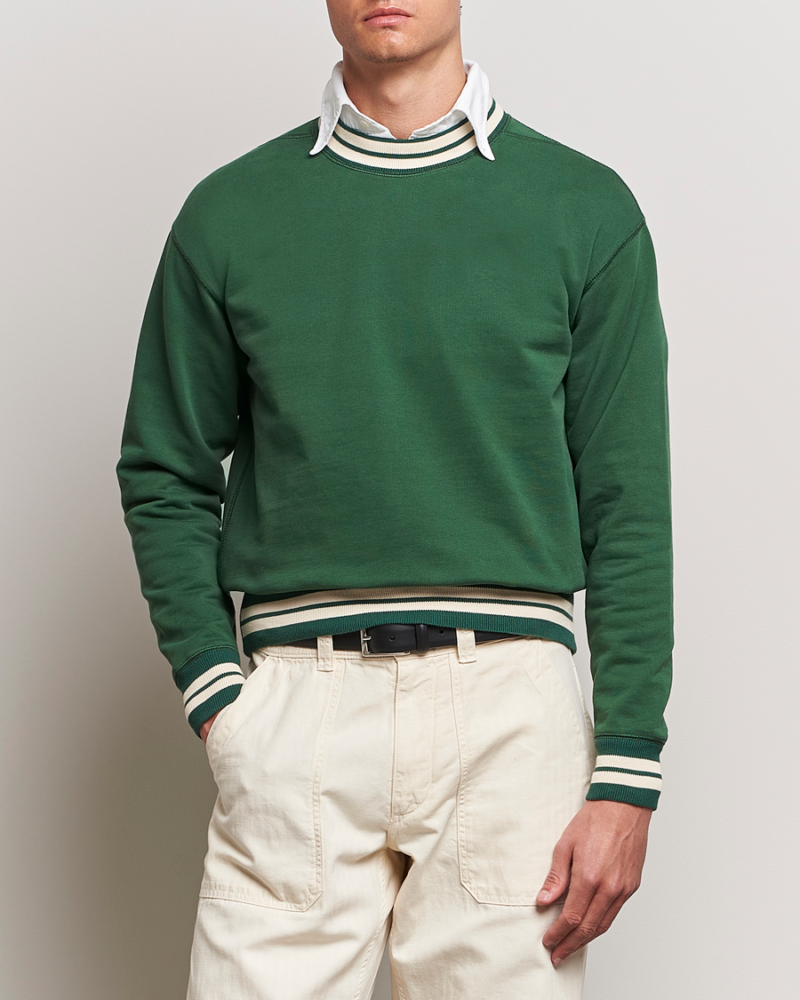 Herr | Tröjor | Drake's | Striped Rib Sweatshirt Green