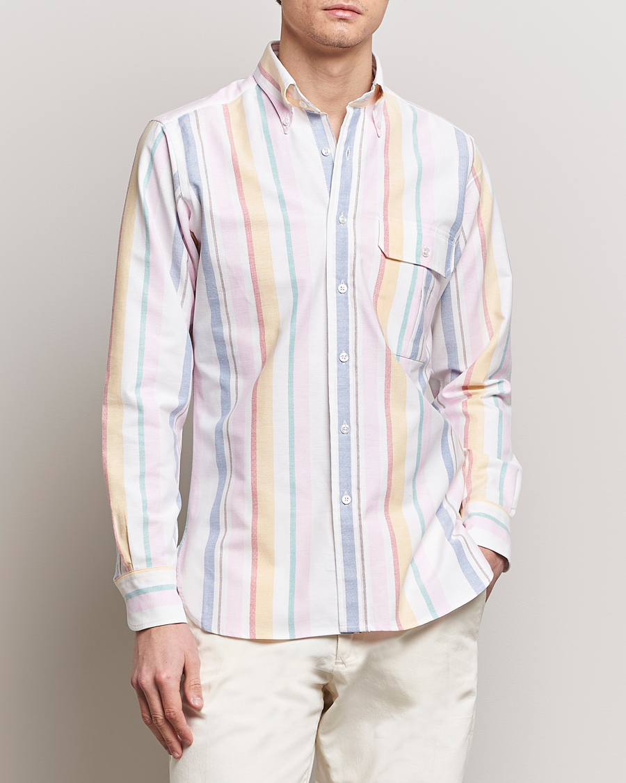 Herr |  | Drake's | Multi Stripe Oxford Shirt Multi