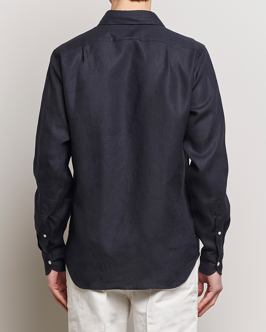 Herr | Skjortor | Drake's | Linen Summer Shirt Navy