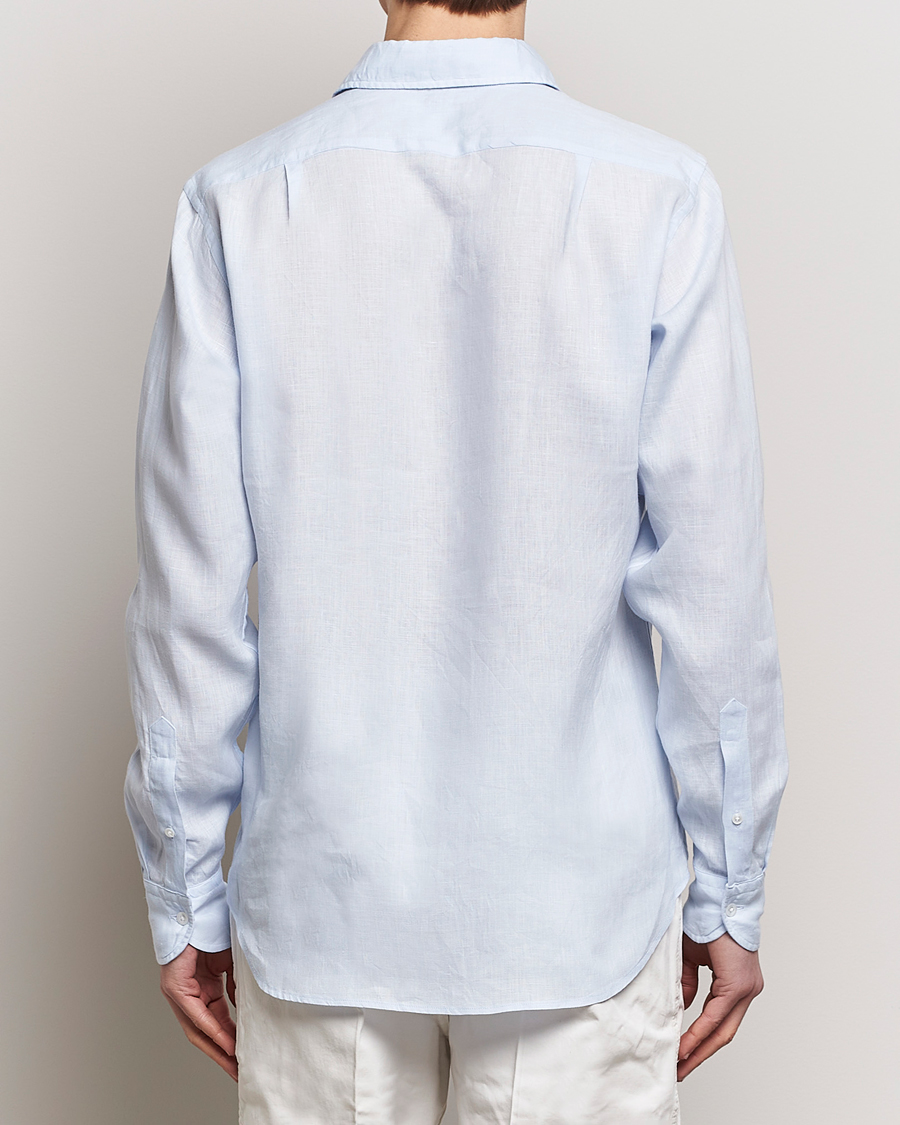 Herr | Skjortor | Drake's | Linen Summer Shirt Sky Blue