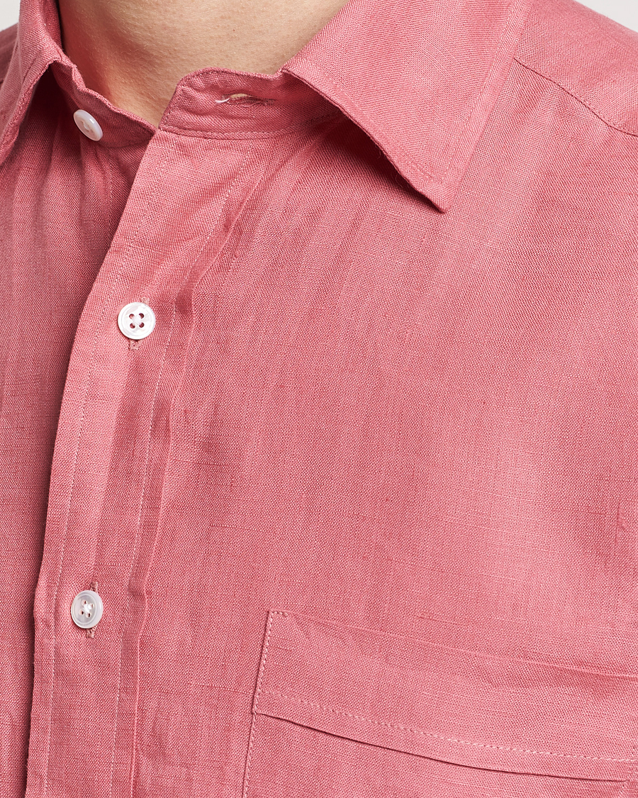 Herr | Skjortor | Drake's | Linen Summer Shirt Pink